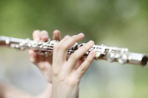 Close up of an A being played on the flute - summer music lessons
